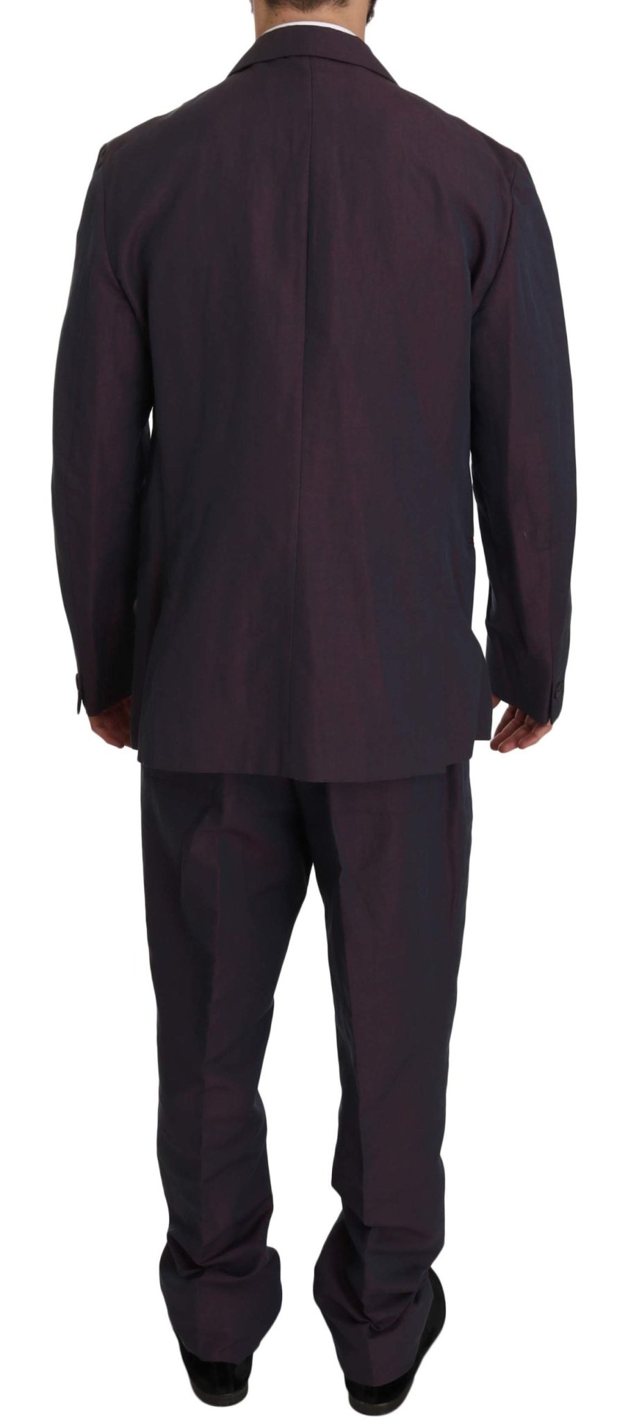 Romeo Gigli Purple Solid Two Piece 3 Button Linen Suit - Fizigo